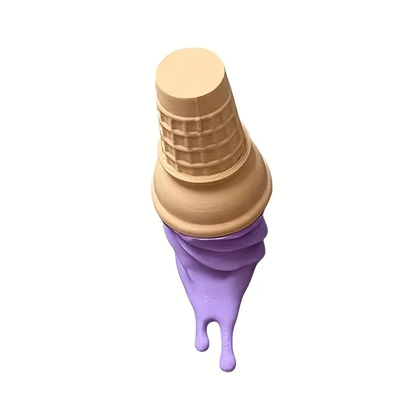patère murale moderne cône glace texture gaufre couleurs beige vert violet blanc bleu