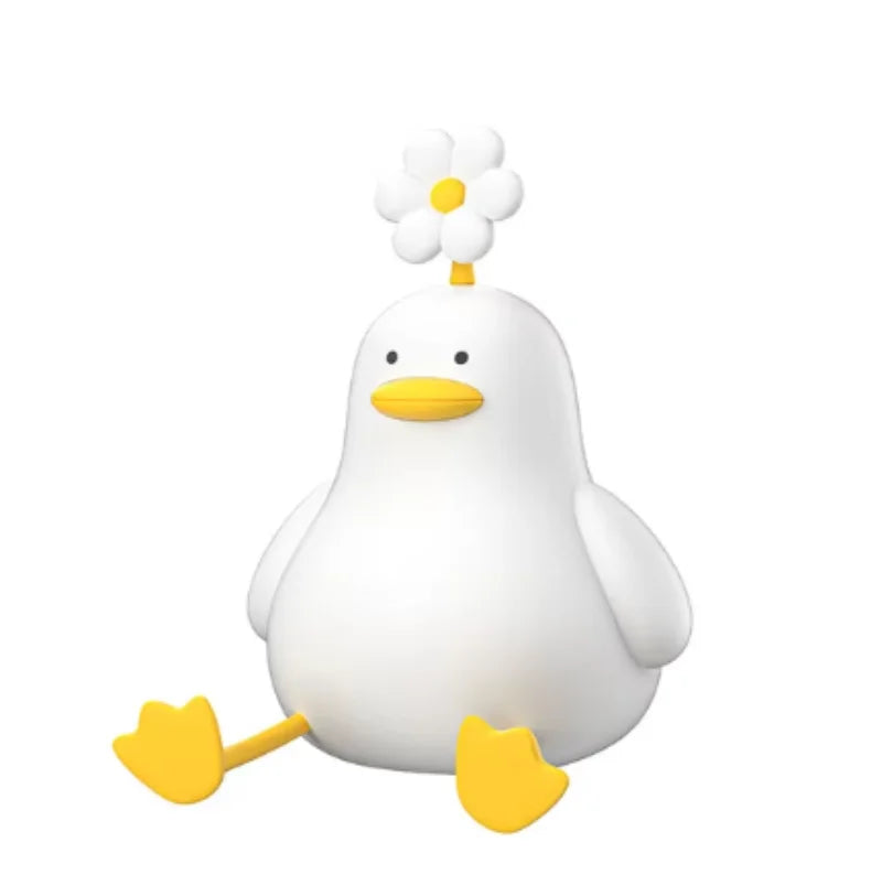 veilleuse canard blanc jaune coeurs moderne enfantine adhésive rechargeable usb tactile