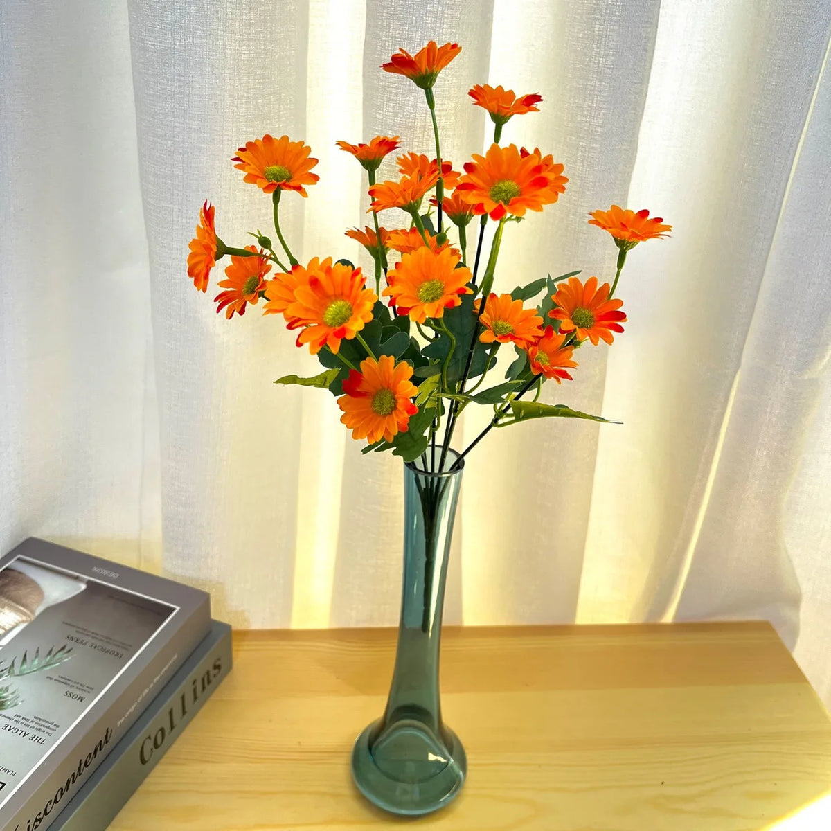 bouquet fleurs artificielles orange jaune blanc violet moderne minimaliste decoration maison intérieur