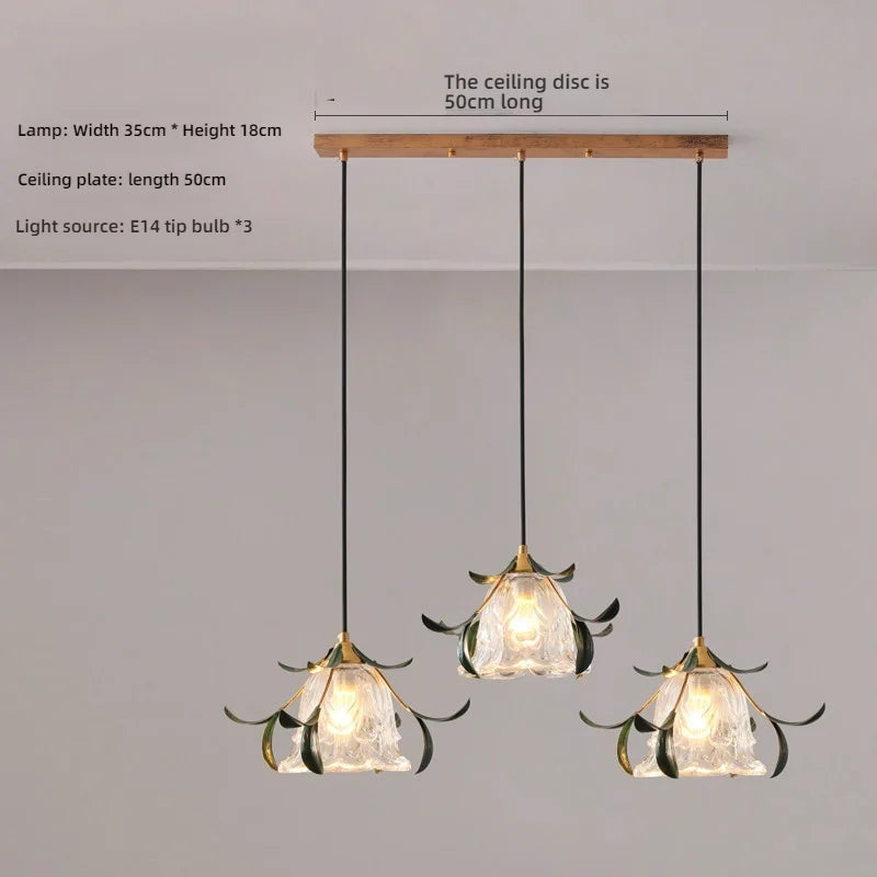 suspension lumineuse led transparente fleurs stylisées moderne vintage chambre restaurant