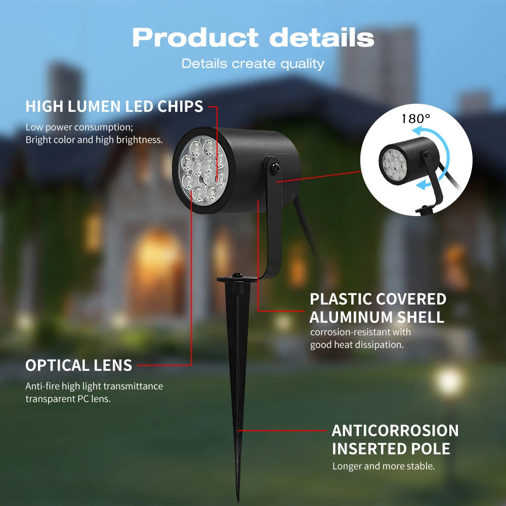 projecteur jardin led noir ip66 moderne câble contrôleur facileextérieur