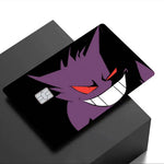 autocollants carte crédit dessin animé gengars monstres noirs violets yeux rouges nuages lunes motifs