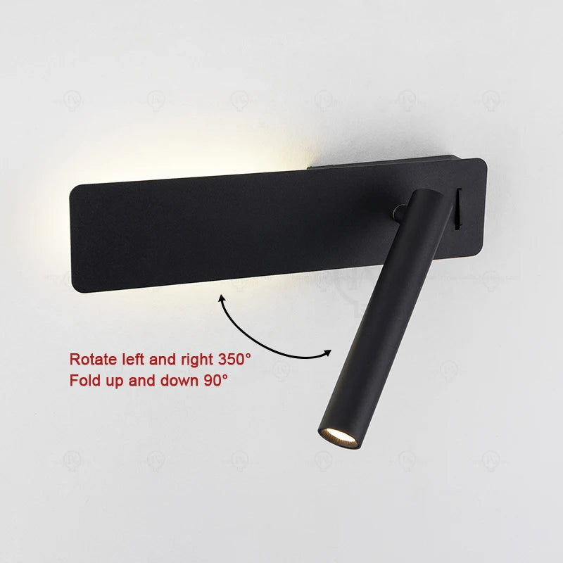 lampe murale moderne rotative bras articulé blanc led minimaliste fixée mur