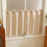 rideau rustique texture lin opacité beige clair 130cm large chambre cuisine decoration