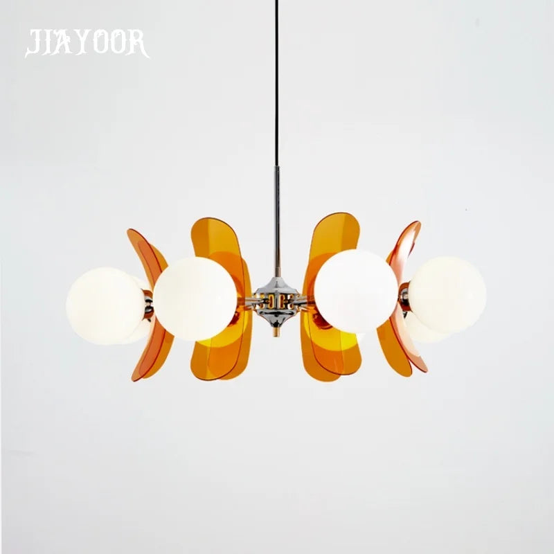 suspension lumineuse moderne sphères translucides métal doré salon chambre salle manger