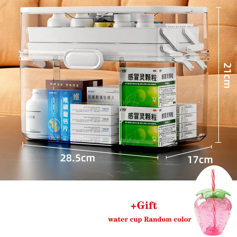 boîte médicaments transparente moderne réutilisable portable blanc beige