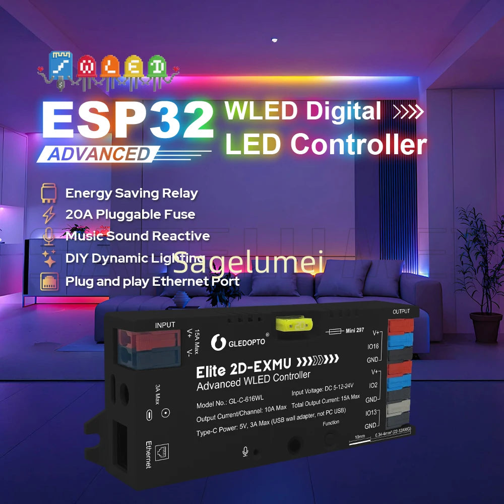contrôleur led wled app control ws2811 ws2812 ws2813 compatible 360w blanc moderne technologie bricolage