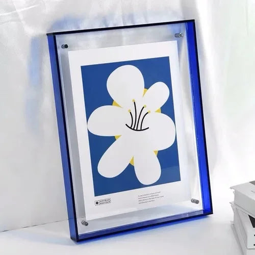 cadre photo transparent moderne vert bleu orange jaune bordures colorées minimaliste