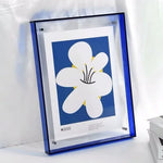 cadre photo transparent moderne vert bleu orange jaune bordures colorées minimaliste