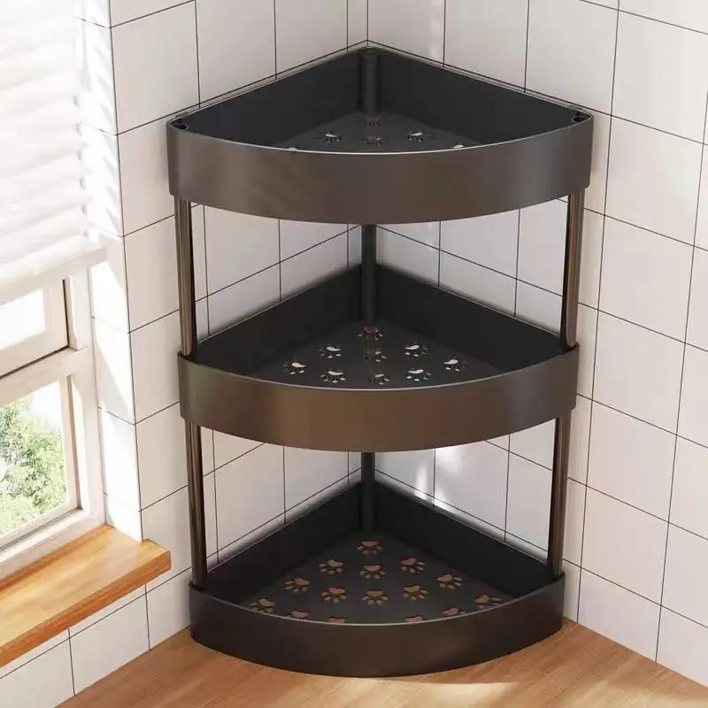 étagère d'angle moderne multiusage trois niveaux cuisine rangement blanc noir respectueux environnementABS