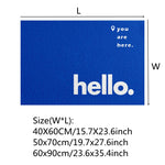tapis d'entrée moderne lettre hello bleu antidérapant résistant extérieur 40x60cm 50x70cm 60x90cm