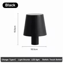 lampe table led rechargeable usb 2000mAh variateur tactile intensité variable lumière nuit RGB noir
