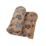 couverture douce animaux compagnie imprimée pattes blanc rose beige bleu gris