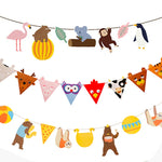 guirlande décorative anniversaire animaux mignons multicolore dessin animé oiseaux ours instruments musique