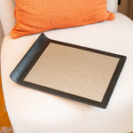 plateau rectangulaire mélamine noir texture points moderne rangement cuisine eau domestique wabi sabi