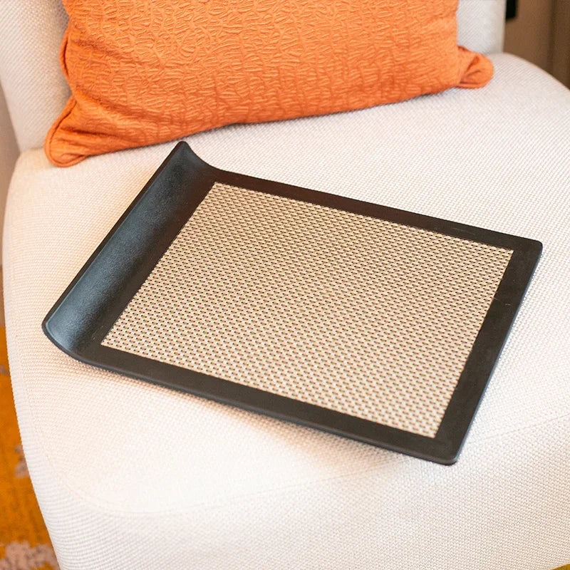 plateau rectangulaire mélamine noir texture points moderne rangement cuisine eau domestique wabi sabi