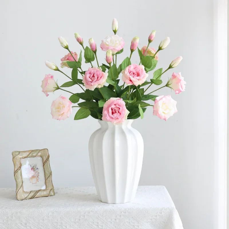 Bouquet artificiel fleurs roses blanches décoration intérieure moderne minimaliste 62cm longueur