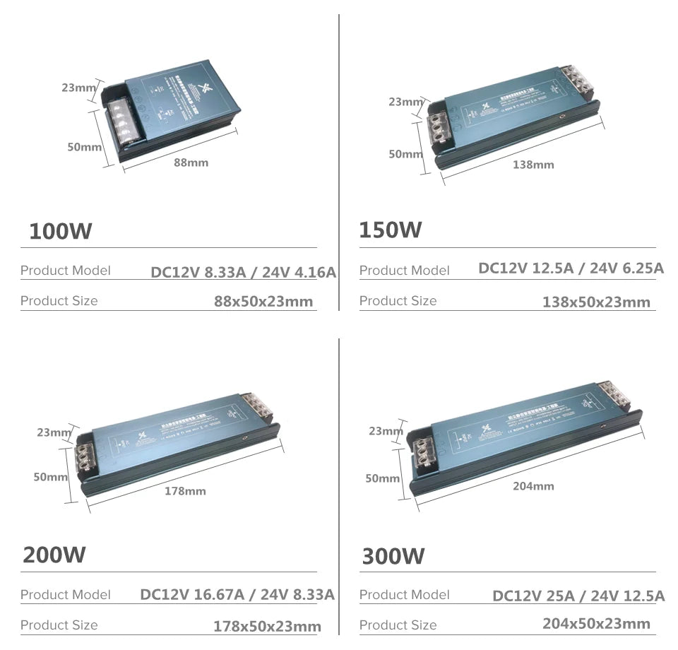 alimentation led 12v 24v 100w 150w 200w 300w 400w 600w ultrafin certifié ul rohs