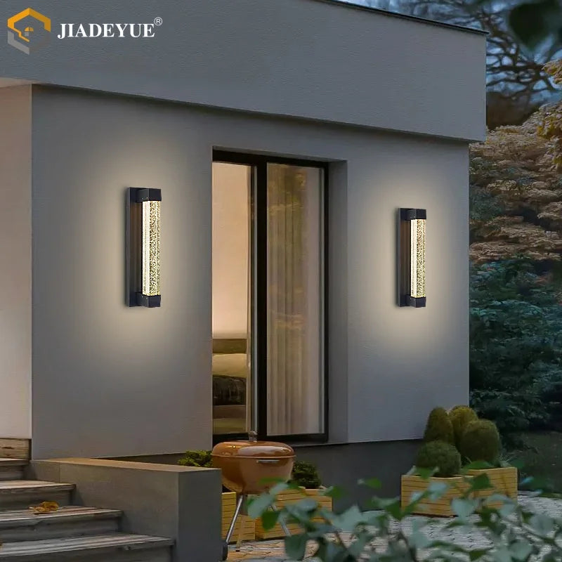 applique murale moderne noire transparente ip65 led éclairage extérieur balcon jardin