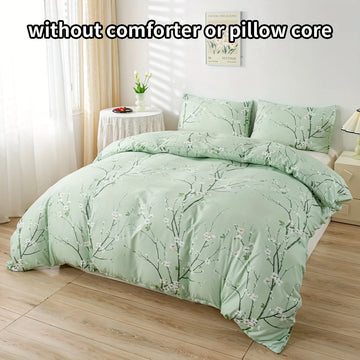 ensemble literie moderne fleurs blanches rose pâle vert clair blanc gris clair twin full