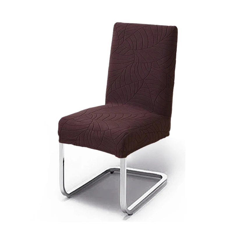 housse chaise extensible motif feuilles gris clair siège salle manger cuisine moderne