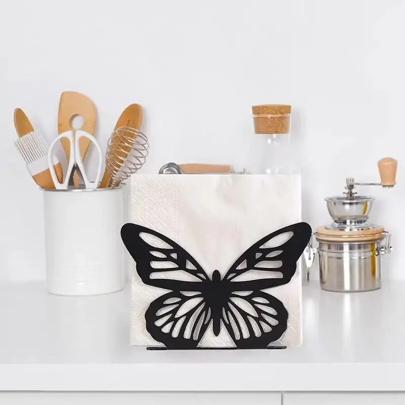 porte serviettes moderne noir blanc papillon papier opacité décoratif tiroir rangement organisateur table manger