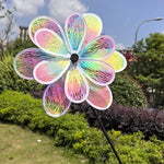 décoratif moderne fleur colorée rayures orange jaune bleu rose vert tringle noire extérieur jardin