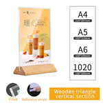 support carte table acrylique transparent base bois clips restaurant