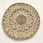 tapis table tressé spirale concentrique beige rustique opaque restaurant artisanal