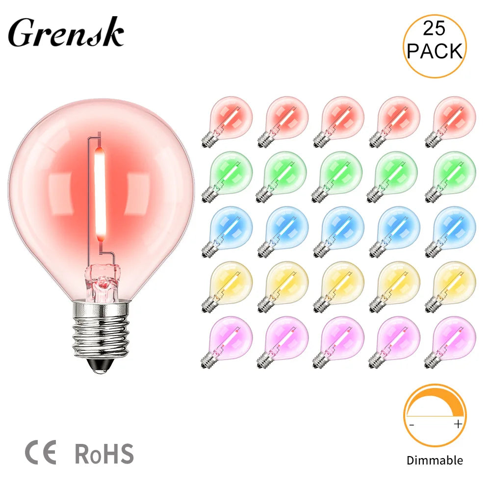 ampoules led mixte couleur rouge jaune bleu vert globe e12 transparentes decoration fete jardin