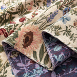tissu fleuri vintage polyester coton fleurs feuilles chats beiges bleus rouges verts marrons résistance