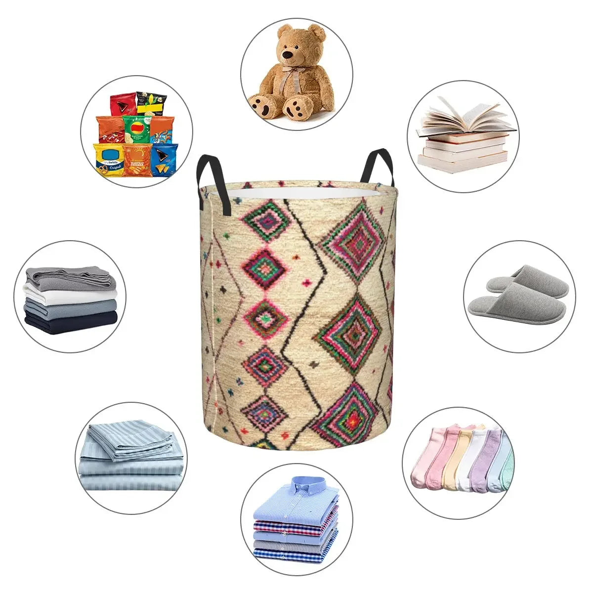 Panier pliable en tissu berbère