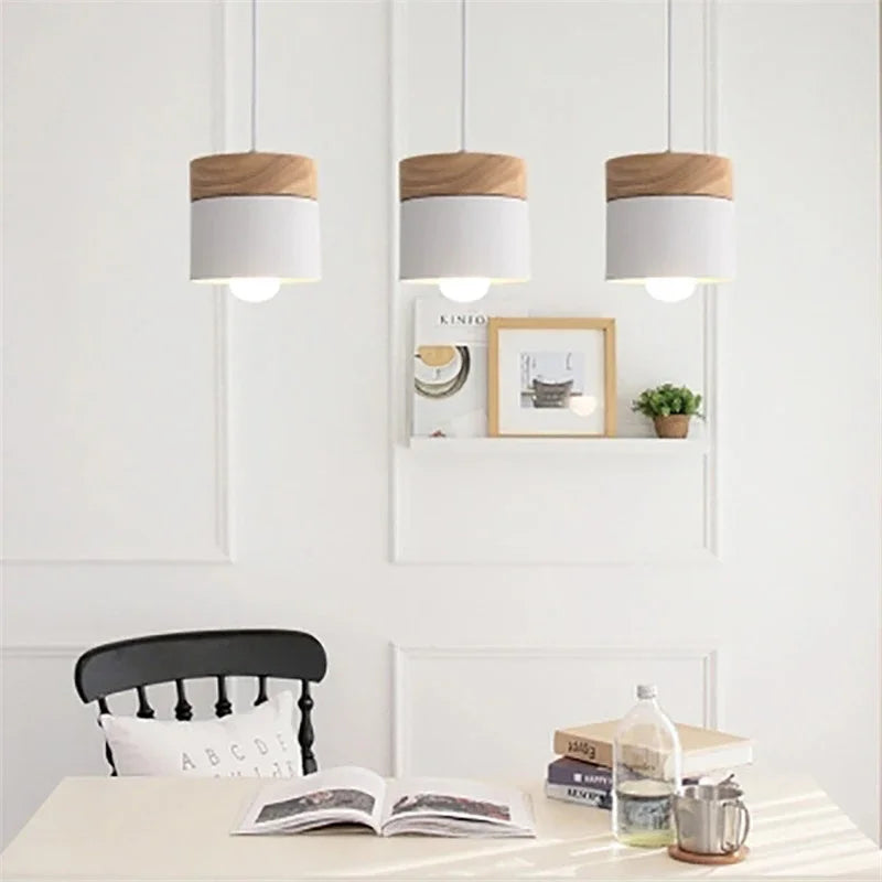 Lampes suspendues modernes abat jour opaques couleurs gris blanc rose jaune scandinave
