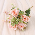 bouquet roses artificielles 30cm soie blanc rose rouge naturel decoration maison vase fleurs intérieur