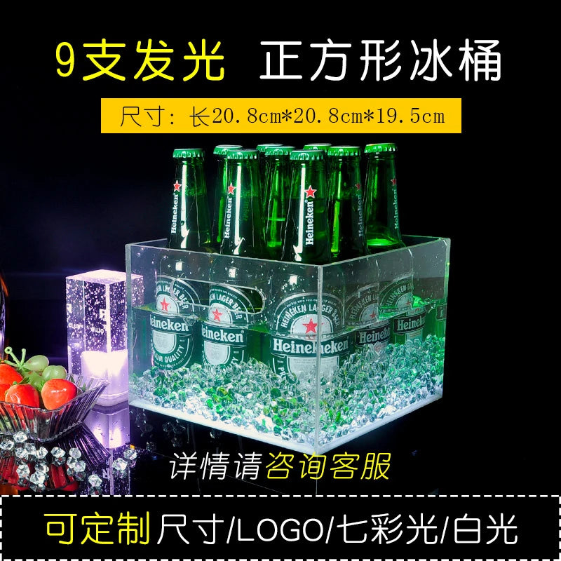 seau bouteilles transparent moderne clips lumineux led rechargeable via usb
