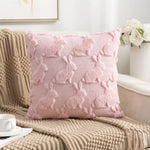 housse coussin décoration moderne rose clair blanc motifs floraux polyester coton 45cm lit chambre