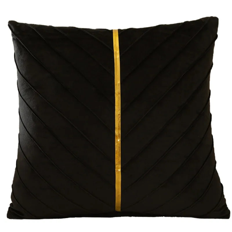 housses coussins décoratifs velours plis verticaux bleu foncé jaune gris modernes opaques 45x45cm