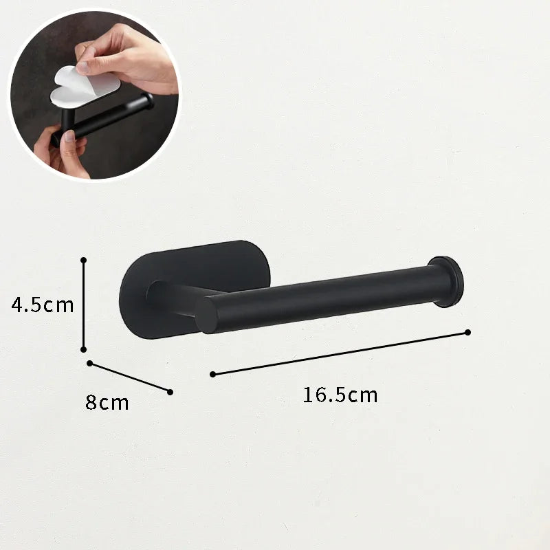 accessoire salle bain adhésif noir moderne porte rouleau papier toilette napkin holder suspension serviettes