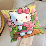coussin décoratif carré motif hello kitty cartoon canapé lit chaise maison couleur rose