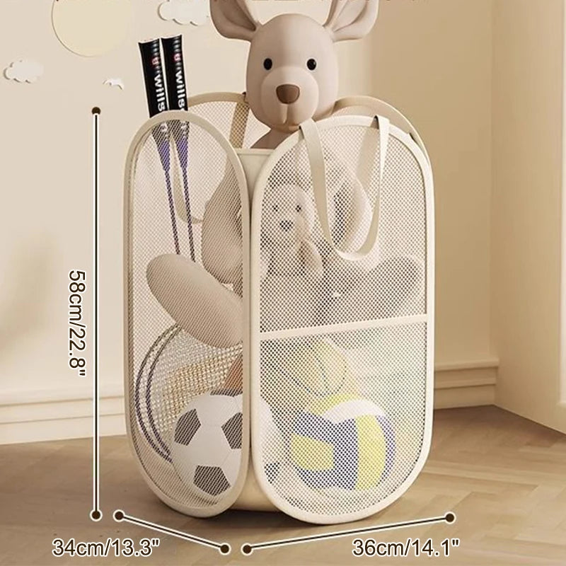 panier rangement transparent moderne poignées détachables beige clair jouets articles divers