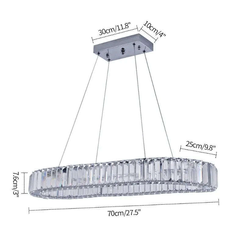 lustre suspendu cristal moderne transparent facettes chromé télécommande chambre salon