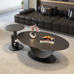 table basse ovale moderne blanche effet marbre gris salon meuble bois luxe