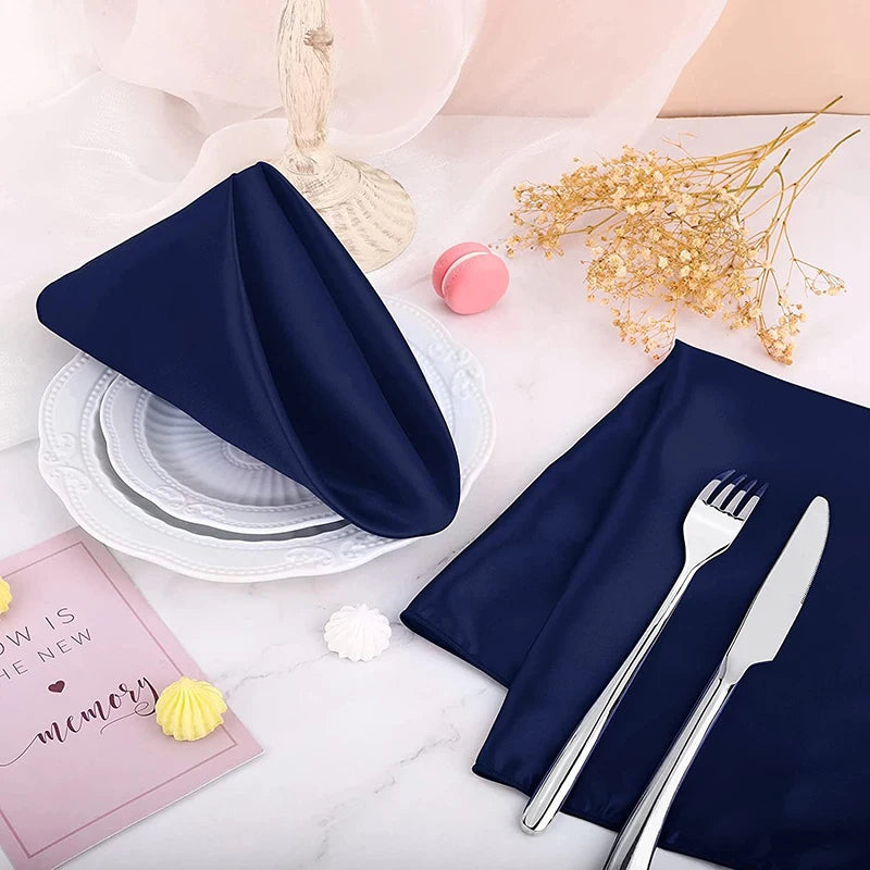 serviettes table pliées 30x30cm 6pièces couleurs unies moderne élégantes polyester coton bleu rose noir