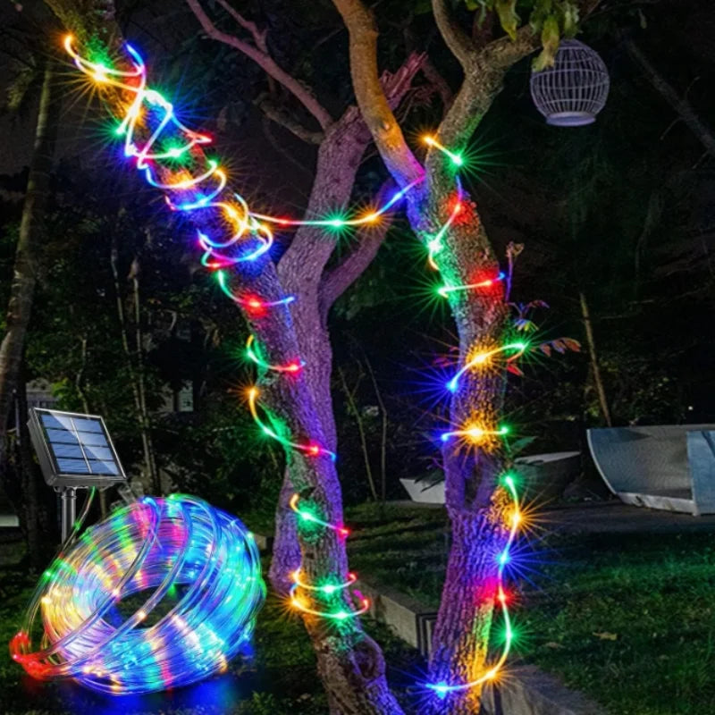 guirlande lumineuse multicolore filée moderne panneau solaire adhésif extérieur led jardin noël festive imperméable