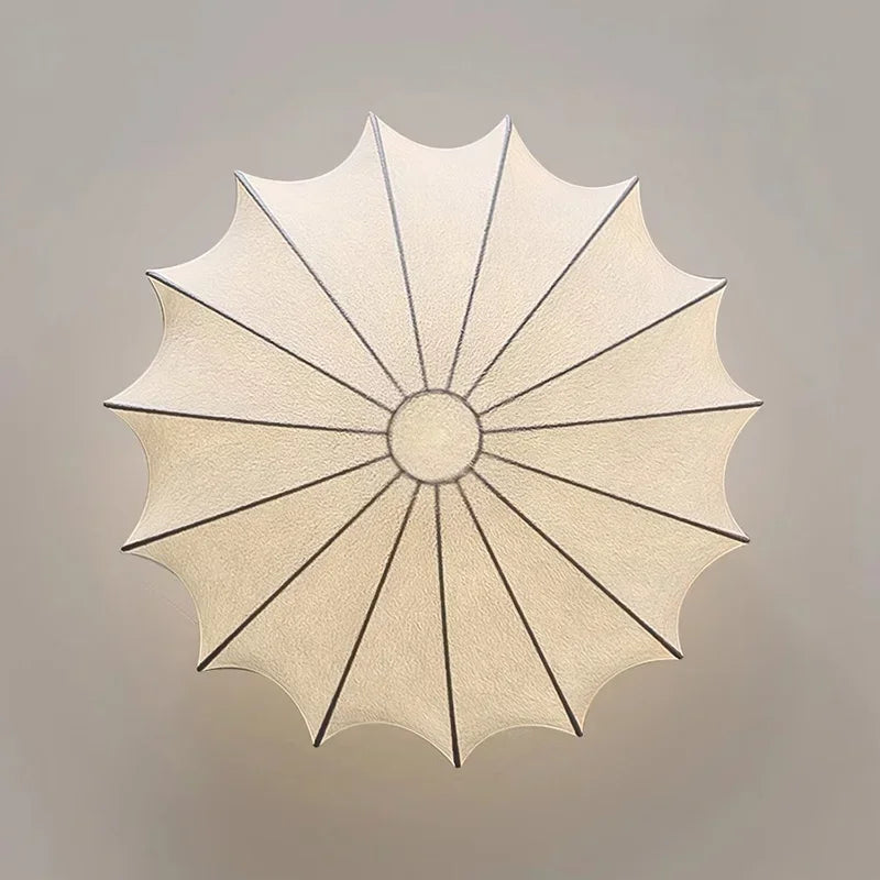 lampe moderne soie blanc rayures coquillage lumières 10 15m²