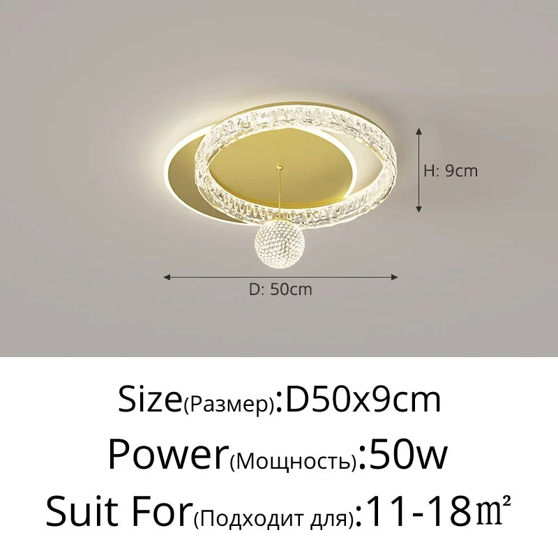 plafonnier led moderne noir doré blanc cristaux élégant boule lumineuse