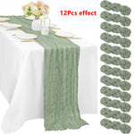 ruban table vert olive crêpe plissé classique élégant imperméable réutilisable mariage fête banquetôtelextérieur 90x180cm