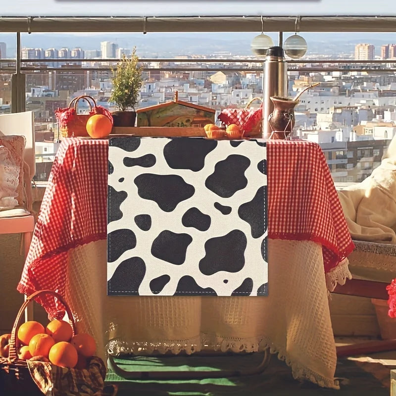 nappe table imprimée vache motifs carreaux couleurs variées rustique moderne maison polyester