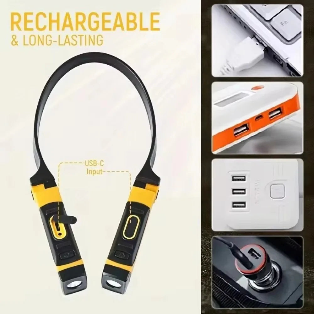 lampe torche portable cou rechargeable deux luminosités mode poche lecture moderne pratique