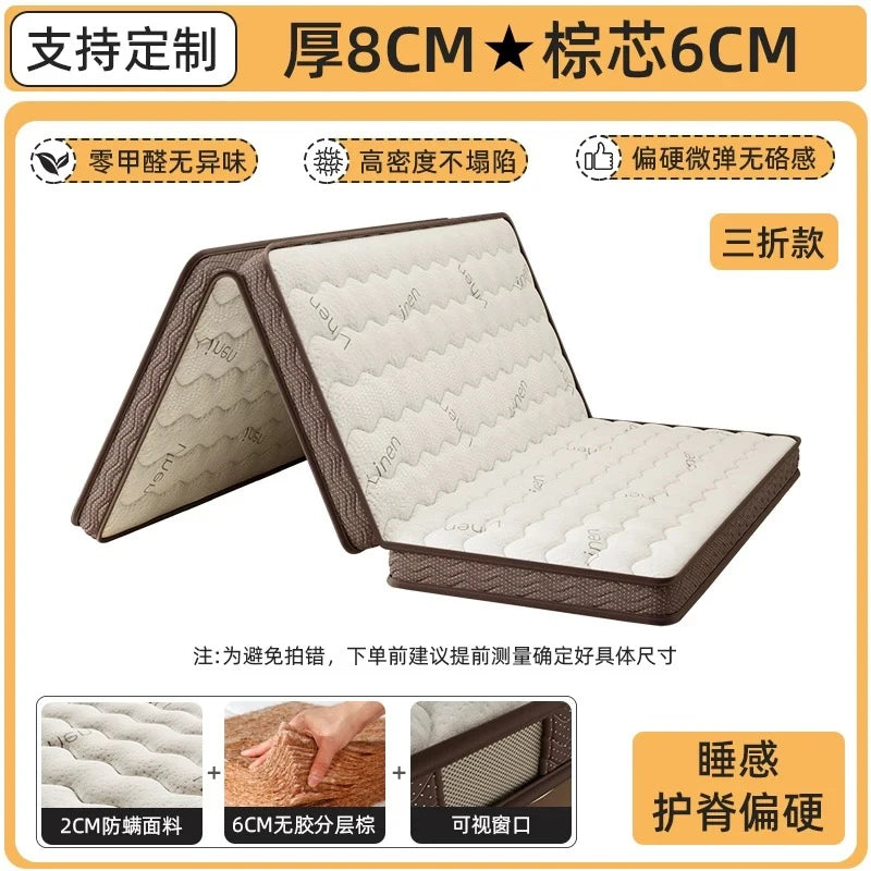 matelas fibre coco naturelle beige marron rayures horizontales moderne tissu épais chambre maison sofa
